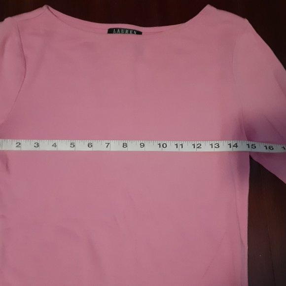 Lauren Ralph Lauren 3/4 sleeve boat neck pink blouse - Picture 6 of 10